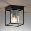 Deckenlampe 1-flammig Schwarz mit Rauchglas & LED dimmbar, Quadrat 16cm
