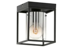 Deckenlampe 1-flammig Schwarz mit Rauchglas & LED dimmbar, Quadrat 16cm