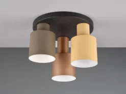 Deckenleuchte AGUDO 3-flammig Metall Lampenschirme Coffee Töne, Ø 37cm