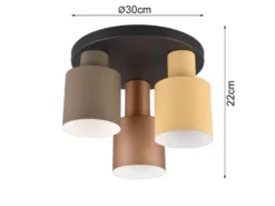 Deckenleuchte AGUDO 3-flammig Metall Lampenschirme Coffee Töne, Ø 37cm