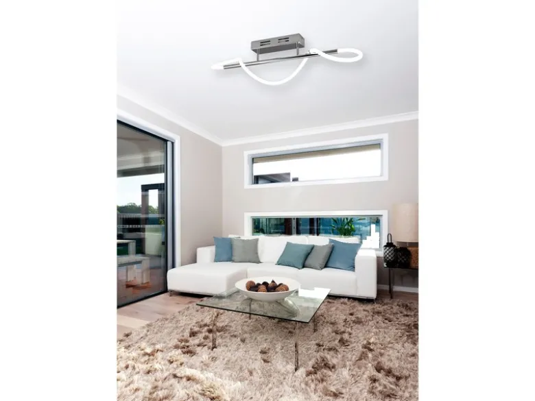 Deckenleuchte ARGOS in Chrom LED Schlauch Weiß, dimmbar, Breite 105cm