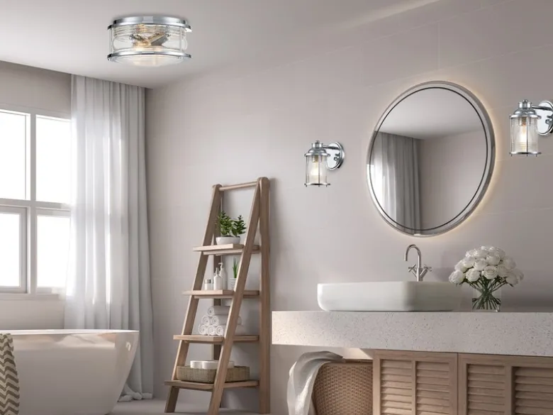 Deckenleuchte ASHLAND BAY in Chrom für Badezimmer & Wohnraum, Ø30,5cm