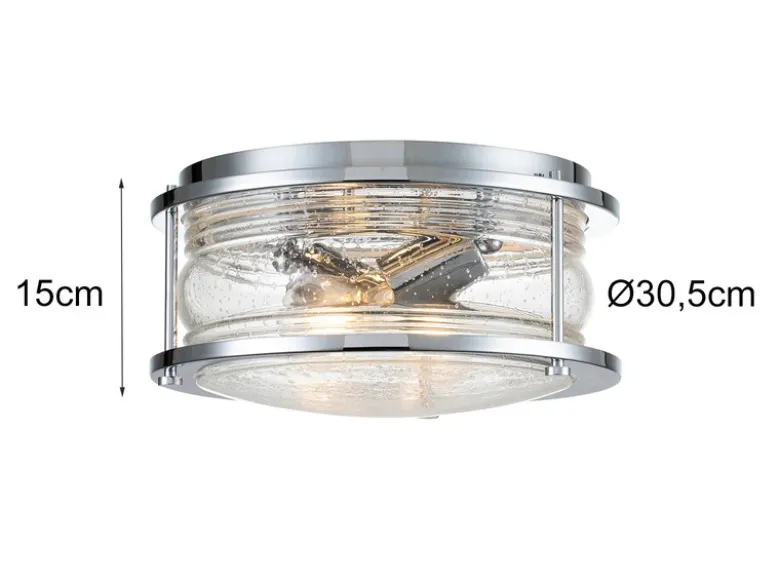 Deckenleuchte ASHLAND BAY in Chrom für Badezimmer & Wohnraum, Ø30,5cm