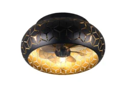 Deckenleuchte BIDAR mit Ventilator & Fernbedienung in Schwarz/Gold, Ø 50cm