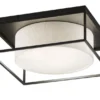 Deckenleuchte CARRE eckig groß mit Leinen Stoffschirm Beige, Quadrat 70cm
