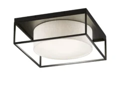 Deckenleuchte CARRE eckig groß mit Leinen Stoffschirm Beige, Quadrat 50cm