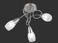 Deckenleuchte COLMAR Rondell 3-flammig Silber, Dekorglas satiniert, Ø 47cm