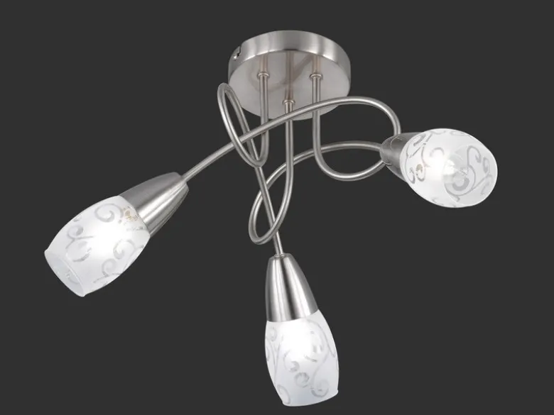 Deckenleuchte COLMAR Rondell 3-flammig Silber, Dekorglas satiniert, Ø 47cm