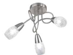 Deckenleuchte COLMAR Rondell 3-flammig Silber, Dekorglas satiniert, Ø 47cm