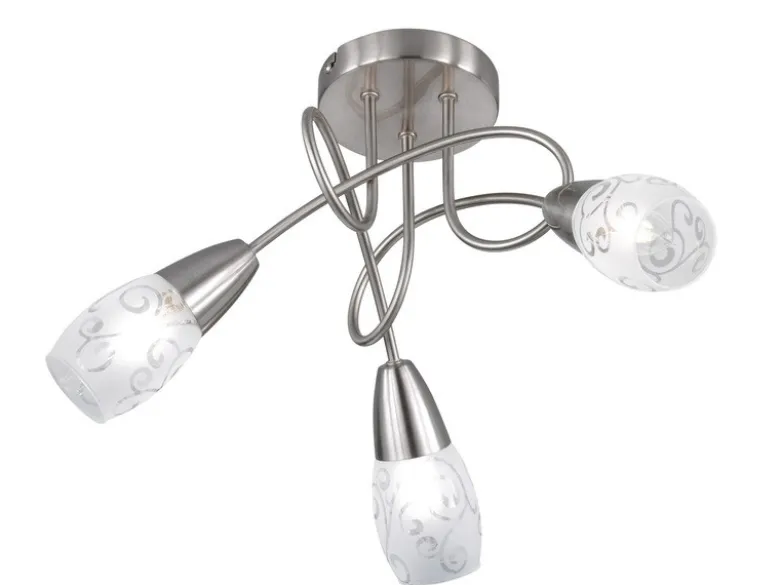 Deckenleuchte COLMAR Rondell 3-flammig Silber, Dekorglas satiniert, Ø 47cm