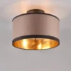 Deckenleuchte DAVOS mit Stoffschirm in Taupe/Gold, Ø 30cm