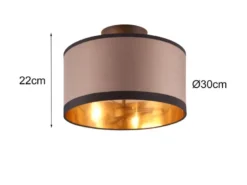 Deckenleuchte DAVOS mit Stoffschirm in Taupe/Gold, Ø 30cm