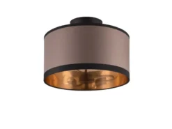 Deckenleuchte DAVOS mit Stoffschirm in Taupe/Gold, Ø 30cm