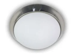 Deckenleuchte / Deckenschale, Opalglas matt, Dekorring Nickel matt, Ø 25cm