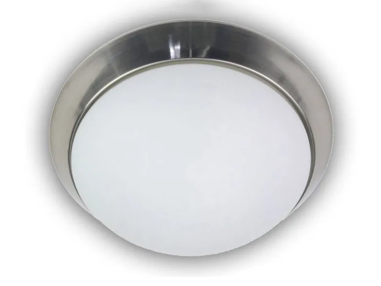 Deckenleuchte / Deckenschale, Opalglas matt, Dekorring Nickel matt, Ø 25cm