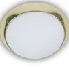 Deckenleuchte / Deckenschale, Opalglas matt, Dekorring Messing poliert, Ø 35cm