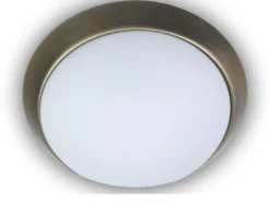 Deckenleuchte / Deckenschale, Opalglas matt, Dekorring Altmessing, Ø 45cm