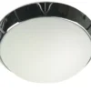 Deckenleuchte / Deckenschale rund, Opalglas matt, Dekorring Chrom, Ø 40cm
