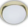 Deckenleuchte / Deckenschale, Opalglas matt, Dekorring Messing poliert, Ø 45cm