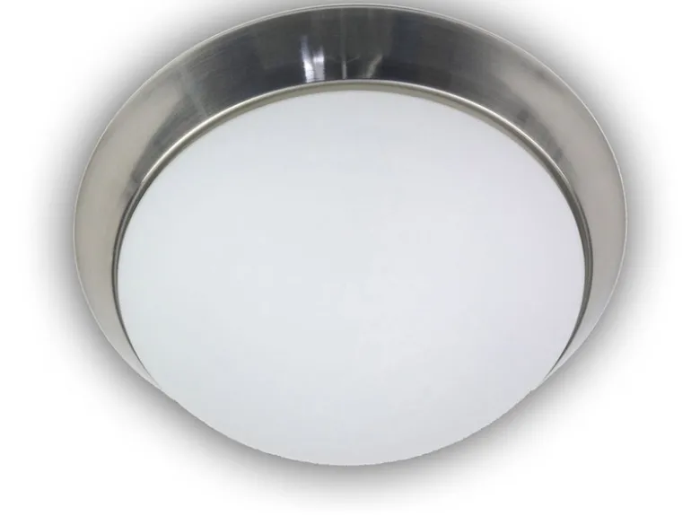 Deckenleuchte / Deckenschale, Opalglas matt, Dekorring Nickel matt, Ø 40cm