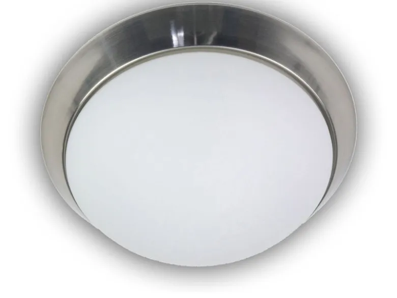 Deckenleuchte / Deckenschale, Opalglas matt, Dekorring Nickel matt, Ø 45cm