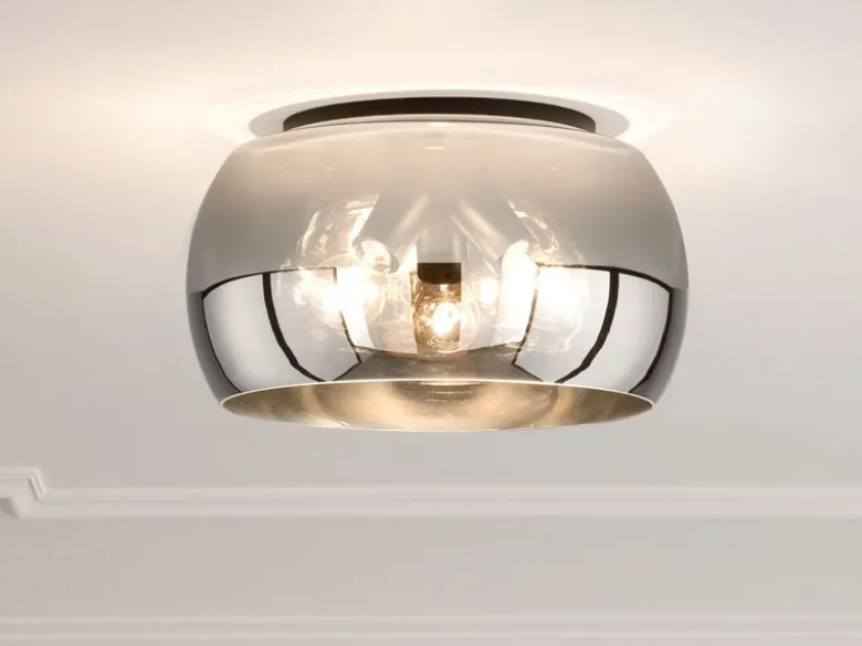Deckenleuchte DIMA rund aus Rauchglas Industrial, Ø 40cm