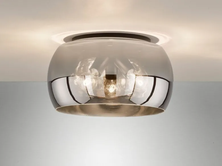 Deckenleuchte DIMA rund aus Rauchglas Industrial, Ø 40cm