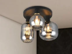 Deckenleuchte DIVA 3-flammig mit Glasschirmen Chrom bedampft, Ø 39cm