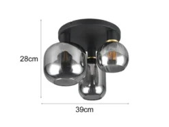 Deckenleuchte DIVA 3-flammig mit Glasschirmen Chrom bedampft, Ø 39cm