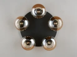 Deckenleuchte DIVINA rund mit 5 Glas Lampenschirmen Bernsteinfarbig, Ø 49cm