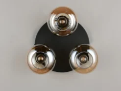 Deckenleuchte DIVINA rund mit 3 Glas Lampenschirmen Bernsteinfarbig, Ø 39cm