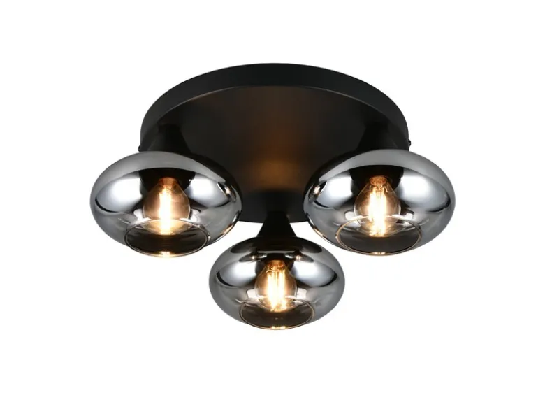 Deckenleuchte DIVINA rund mit 3 Rauchglas Lampenschirmen, Ø 39cm