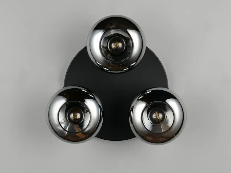 Deckenleuchte DIVINA rund mit 3 Rauchglas Lampenschirmen, Ø 39cm