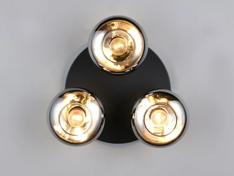 Deckenleuchte DIVINA rund mit 3 Rauchglas Lampenschirmen, Ø 39cm