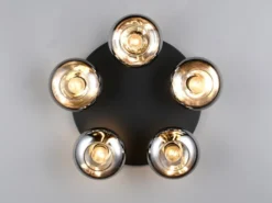 Deckenleuchte DIVINA rund mit 5 Rauchglas Lampenschirmen, Ø 49cm