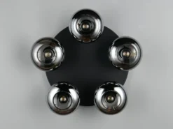 Deckenleuchte DIVINA rund mit 5 Rauchglas Lampenschirmen, Ø 49cm