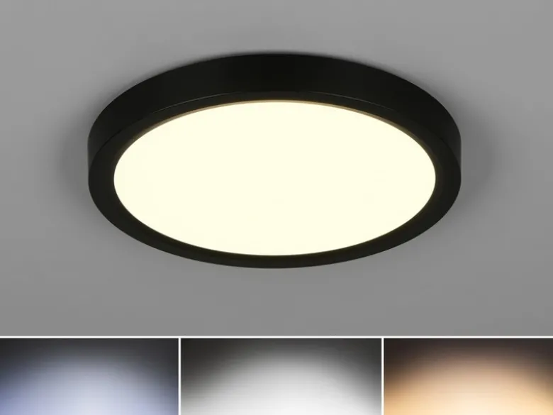 Deckenleuchte DRACO Schwarz ultraflach LED dimmbar & Lichtfarbe einstellbar 23cm