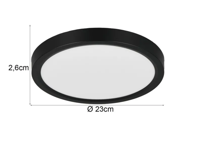 Deckenleuchte DRACO Schwarz ultraflach LED dimmbar & Lichtfarbe einstellbar 23cm