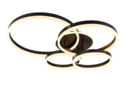 Deckenleuchte DRAKE Fernbedienung 4 LED Ringe dimmbar, Schwarz B: 80cm