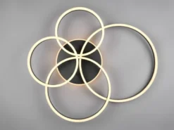 Deckenleuchte DRAKE Fernbedienung 4 LED Ringe dimmbar, Schwarz B: 80cm