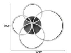 Deckenleuchte DRAKE Fernbedienung 4 LED Ringe dimmbar, Schwarz B: 80cm