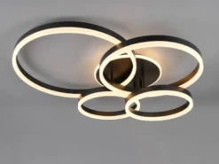 Deckenleuchte DRAKE Fernbedienung 4 LED Ringe dimmbar, Schwarz B: 80cm