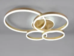 Deckenleuchte DRAKE Gold Fernbedienung 4 LED Ringe dimmbar, B: 80cm