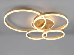 Deckenleuchte DRAKE Gold Fernbedienung 4 LED Ringe dimmbar, B: 80cm