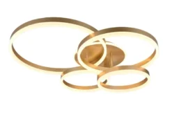 Deckenleuchte DRAKE Gold Fernbedienung 4 LED Ringe dimmbar, B: 80cm