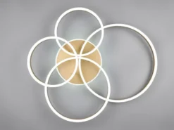 Deckenleuchte DRAKE Gold Fernbedienung 4 LED Ringe dimmbar, B: 80cm