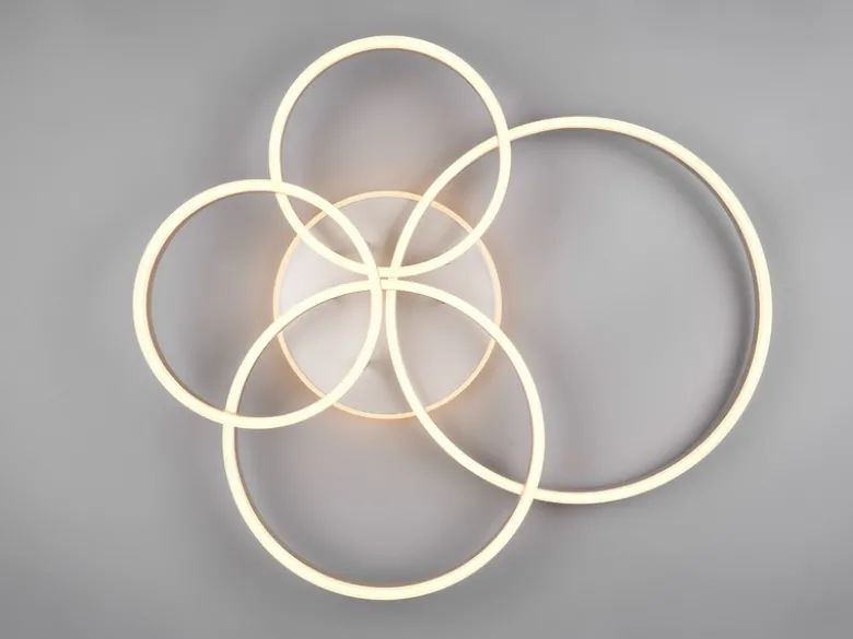 Deckenleuchte DRAKE Silber Fernbedienung 4 LED Ringe dimmbar B: 80cm