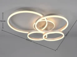 Deckenleuchte DRAKE Silber Fernbedienung 4 LED Ringe dimmbar B: 80cm