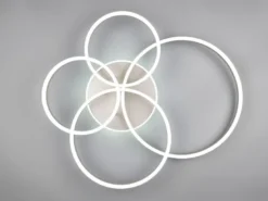 Deckenleuchte DRAKE Silber Fernbedienung 4 LED Ringe dimmbar B: 80cm