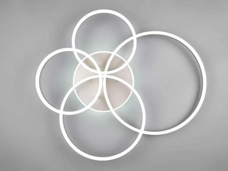 Deckenleuchte DRAKE Silber Fernbedienung 4 LED Ringe dimmbar B: 80cm